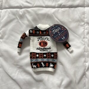 NWT Tito's Handmade Vodka Sweater Bottle Koozie Small Winter‎ Holiday Fair Isle